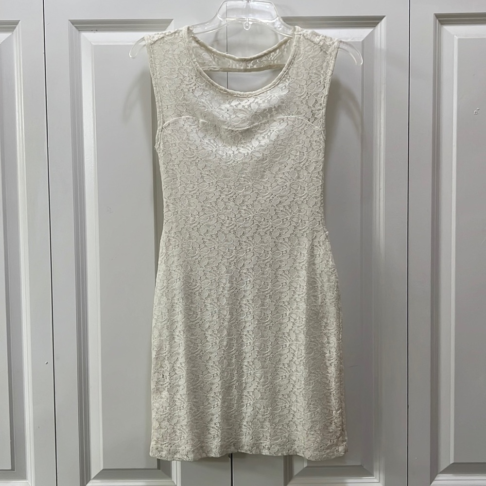 BCBG White Lace Backless Dress